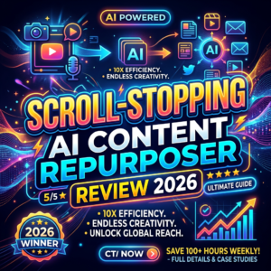 Scroll-stopping AI content repurposer review 2026 with efficiency and creativity highlights